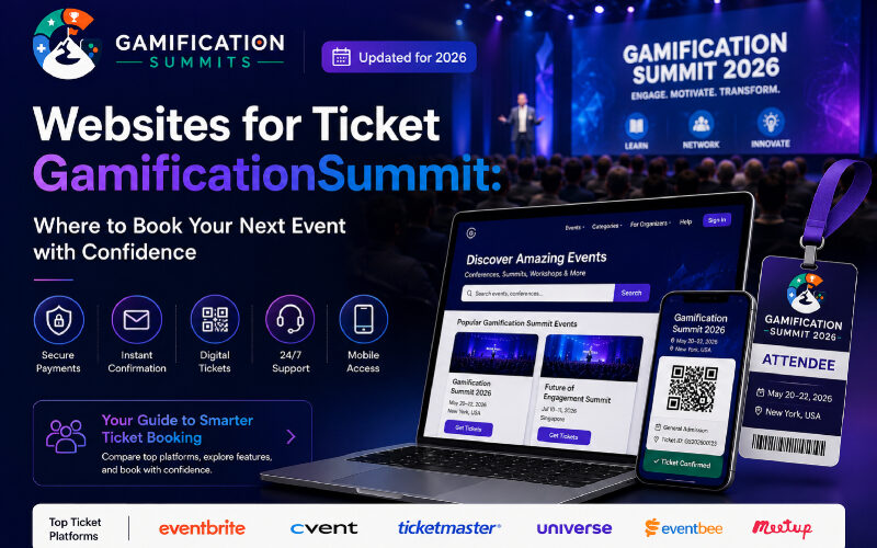 Websites for Ticket Gamificationsummit hero image showing secure online ticket booking and digital event registration.