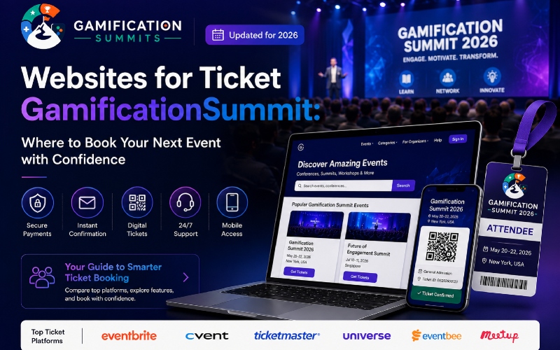 site for ticket gamificationsummit hero image showing secure online ticket booking and digital event registration.