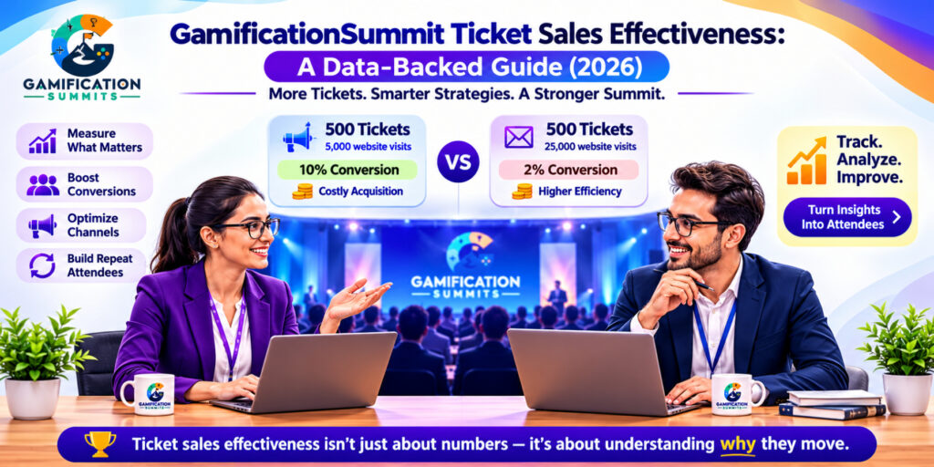 GamificationSummit ticket sales effectiveness guide showing ticket conversion, sales metrics, and event marketing strategies